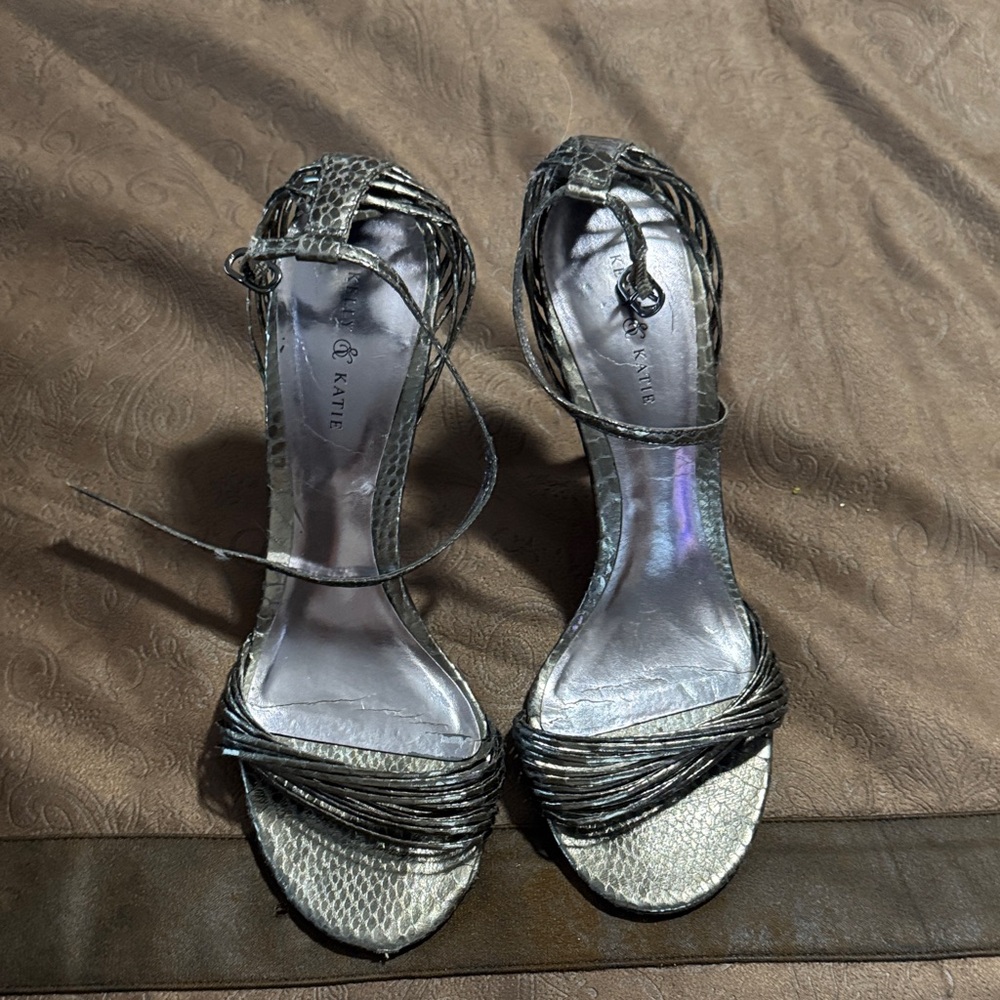 Metallic Silver Heels